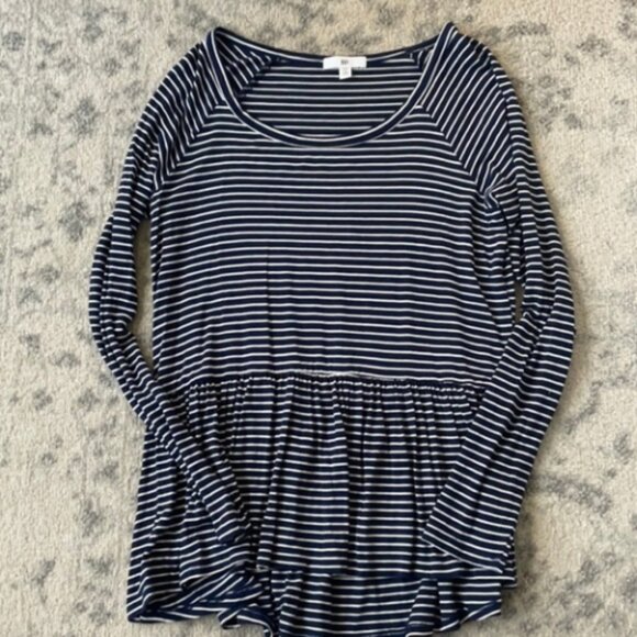 BP Navy Striped Peplum Top - XS - Picture 2 of 4